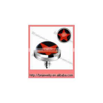 Hot sale red pentagrem logo skin diver dermal anchor top piercings jewelry