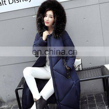2017 Winter New Feather Cotton Clothing Women Korean Version of the Slim Plus Large Collar Collar Long Knee Women's Jacket S1003 photo-2