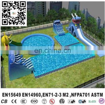 Inflatable water park steel rectangular metal frame swimming pool