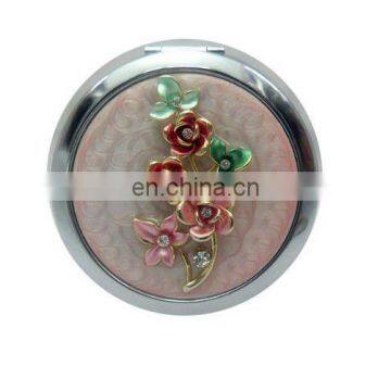 China Golden Supplier Offer New Design Cz Crystal Top Grade Lady metal pocket fashion mirror