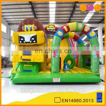 AOQI lion circus fun city / inflatable fun city with slide with free EN14960