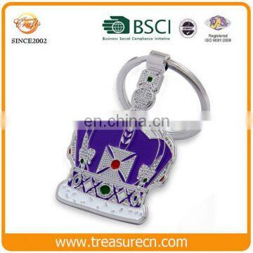 Wholesale custom metal logo enamel crown keychain