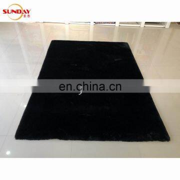 High quality luxurious solid rabbit fur rug with suede backing