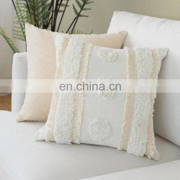 Wholesale Decorative Boho Style Sofa Use Throw Pillow Cushion Cover Boho Tufted Pillow Case With Lace photo-2