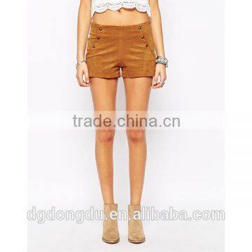 2016 hot sell New Design Custom Made Fashion Summer Ladies Cotton Shorts With Pockets