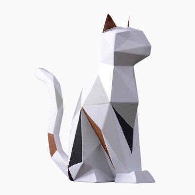 Modern Simple Style Geometry Resin Rabbit Sets In Colorful Triangle Animal Cat Table Decoration Creative Craft Ornaments Dining Room For Home Decor