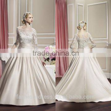 Elegant A-line Pleated Satin Wedding Dresses With Jacket