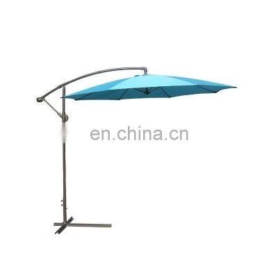 Outdoor Patio Umbrella Fiberglass Banana Sun Garden Parasol With Steel Cross Base