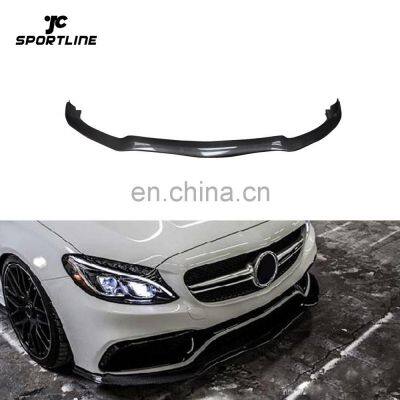 Carbon Fiber W205 C63 Car Front Bumper Lip for Mercedes Benz C63 AMG Sedan 4-Door 15-18