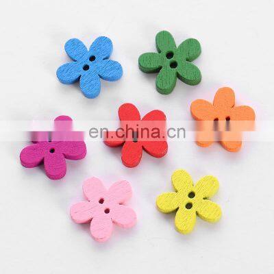 Diy Handmade Craft Mixed Colorful Cute Kids Wooden Buttons For Clothing