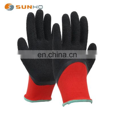 black latex glove wholesale work gloves safety construction for work thermal for winter black Latex wrink gloves