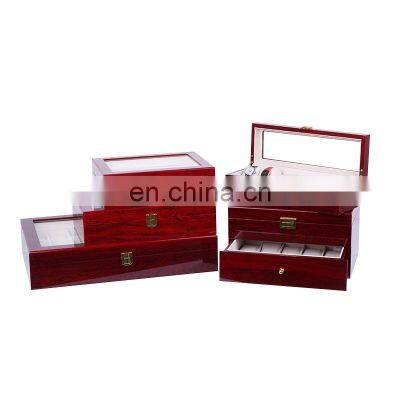 Factory Direct Supply Top Glass Luxury Wooden 2 Slots Watch Storage Box photo-3