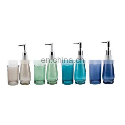 Home hotel decorative cheap colored glass dispenser pump bottle of liquid soap