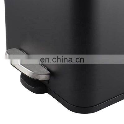 Unique Design Soft Close Thin Bamboo Pedal Trash Bin 6L Office Foot Waste Can Pedal Bin photo-4