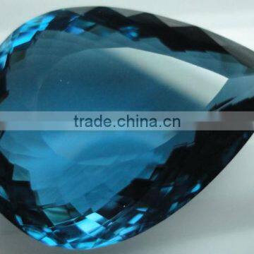 London Blue Topaz Pear Shape Normal Cut Gems Calibrated Rose Cut Fine Cabochon