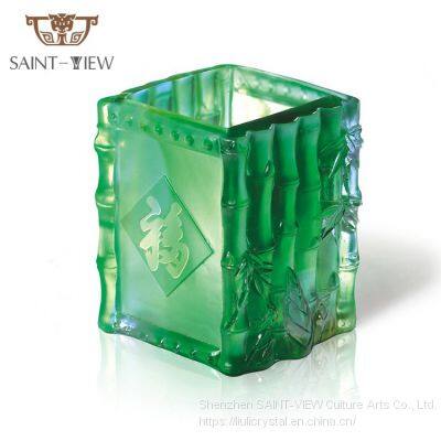 Colored Glaze Fancy Business Gift Auspicious Lions Animal Home Decor Pen Holder Desktop Display Rack Stand photo-2