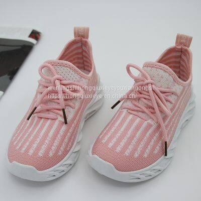 Cool shoes flying woven surface stitching color blocking sports casual children's shoes