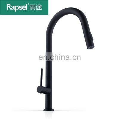 Single cold  stainless steel  360 degree kitchen  faucet matte black pull out kitchen faucet