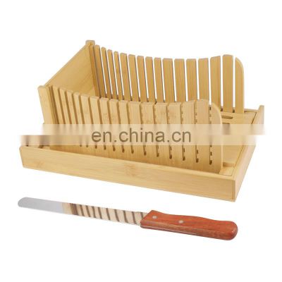 Bread Slicer Cutting Guide Organic Bamboo Bread Cutter With Knife