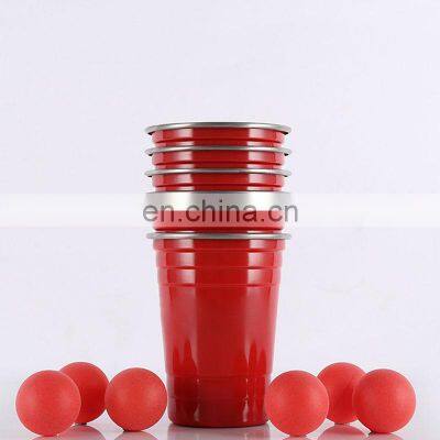 Brand New Logo Drinking Metal 16oz Party Red Custom Reusable Stainless Steel Beer Pong Cups photo-2