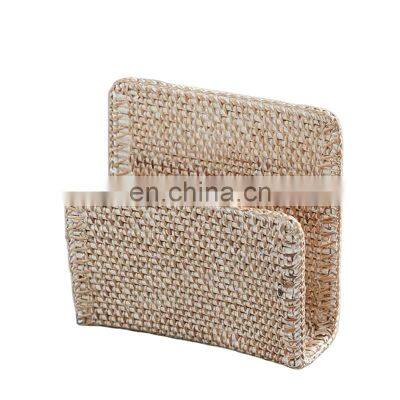 Stand White Wash Rattan Napkin Holder Best Price Tableware wicker napkin basket wovenmade in Vietnam