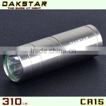 DAKSTAR CR15 CREE XP-E R4 310LM RCR123 Emergency rechargeable Stainless steel Mini LED EDC Flashlight
