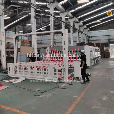 Corrugated box flexo printing slotting die cutting with stacker machine