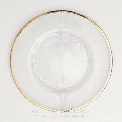 Wholesale Banquet Wedding Gold Silver Rimmed Glass Charger Plate photo-2