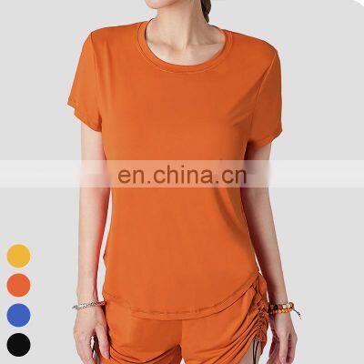 Wholesale Outdoor Tee Ice Silk Breathable Quick Dry Shirt Running Fitness T-shirt Short Sleeve Sports Tops Yoga T Shirts Women photo-4