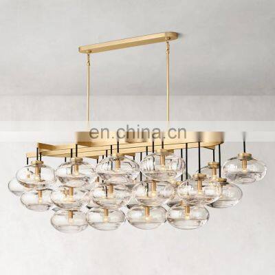 CABRETTE Amber Glass Round Farmhouse Chandelier Dining Room Modern Glass Drop Light Fixture Bedroom Closet Living Room photo-5