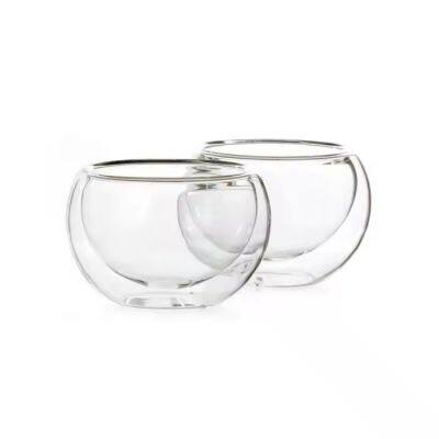 High-strength borosilicate glass double wall glass bowl tea set