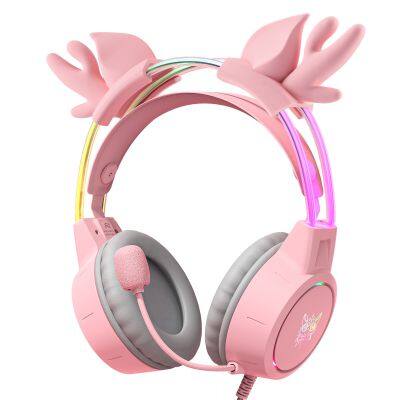 Cat Ear Gaming Headphone LED Light Girl Gamer Wired Headset Stereo Game Cat Earphone PC Earbud with Mic for Tablet PS4 PS5