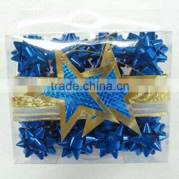 Holiday Decoration Mini Ribbon Bow SetS :Star RIBBON bows, egg ribbon,metallic fabric ribbon roll package