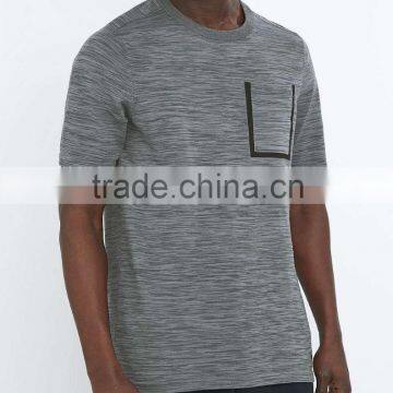 Fashionable Mens Knit Charcoal Grey Pocket T-shirts photo-2