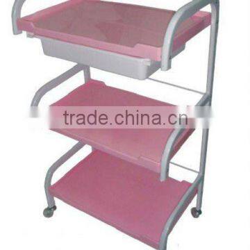 2015 hot selling plastic beauty tool cart , metal shelf beauty trolley