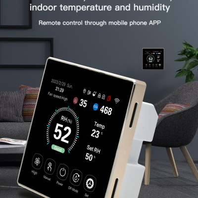 Intelligent HVAC System Smart Controller Used for AC EC DC Fans LCD Color Screen TUYA APP RS485 Fresh Air Dehumidification Controller
