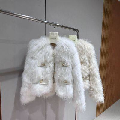 Internet celebrity new style small fragrant raccoon fur car stripe fur coat women's short fashion fur top fairy