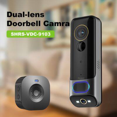 OEM Home Security Electronic Talking Doorbell WIFI Dual Lens Camera Doorbell 3MP 2MP Dual Camera Door Bell With Storage Chime