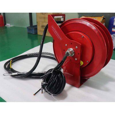 Spring retractable electric cable reel for crane