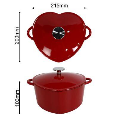 Giftware Supplier 3-Quart Enameled Cast Iron Heart Shaped Dutch Oven photo-2