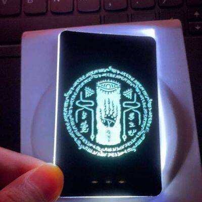 nfc glowing card holder, led lights up when swiping card, customizable logo and patterns, development and manufacturing of flashing modules
