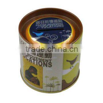 wholesale round saving money coin bank tin box