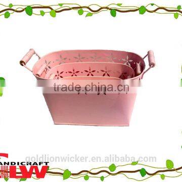 pink iron bucket with handles, rectangular bucket,factory wholesale directly,storage bucket