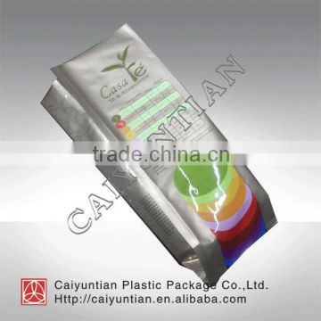 Tin tie Aluminum stand up coffee pouch square bottom zipper pouch with customized logo printing