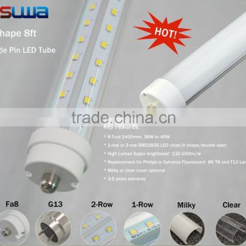 led lights 3 years warranty 8 foot t8 led tube with single pin