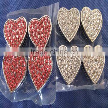 Exquisite Fashion Slide Diy Charm Chrome Plated Alloy Jewelry 18MM Rhinestone Heart Shape Slide Charms photo-3