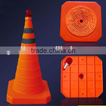 Led retractable traffic road safety cone