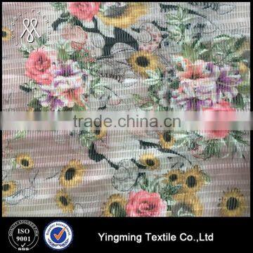 Wholesale Jacquard 2 layer Printed Organza Fabric with beautiful flower patterns for fashion garments,dress,skirt,wedding