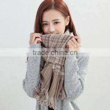 Newest Fringed Tassel Jacquard Checked Plaid Fashion Ladies Winter Wool Scarf