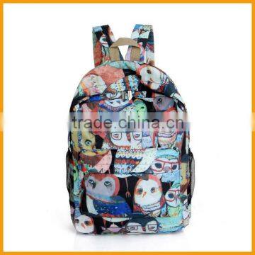 New Trendy Popular Colorful Canvas Owl Backpack for Teenagers